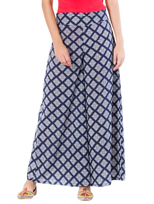 blue cotton palazzos - 10980905 - Very Small Image - 1