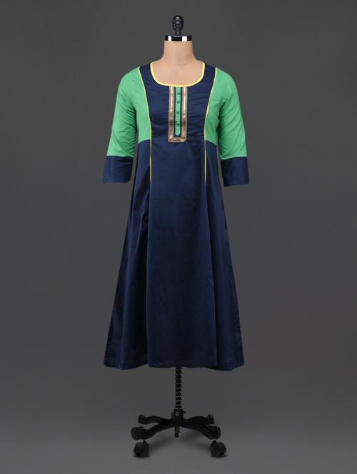 navy blue sequined cotton kurta - 1098109 - Very Small Image - 1