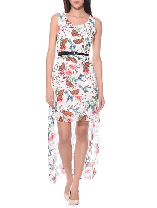 green crepe fit & flare dress - 10981789 - Very Small Image - 1