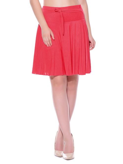 coral red poly crepe skirts - 10981844 - Very Small Image - 1