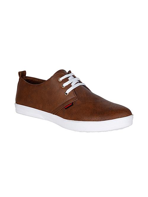brown leatherette lace up sneaker - 10986263 - Very Small Image - 1