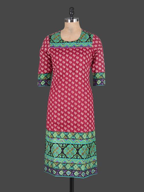 round neck printed kurta - 1099106 - Very Small Image - 1