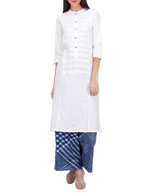 white rayon kurta - 10997500 - Very Small Image - 1