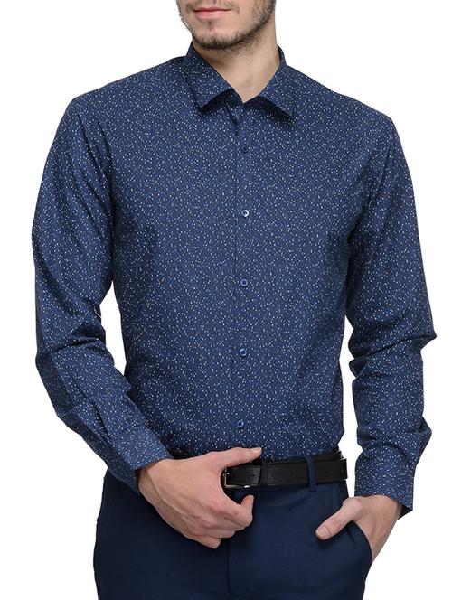 navy blue cotton formal shirt - 11001071 - Very Small Image - 1