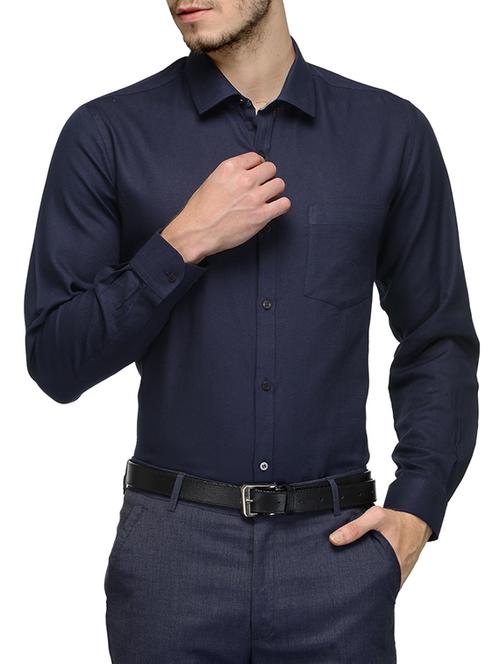 navy blue cotton formal shirt - 11001073 - Very Small Image - 1