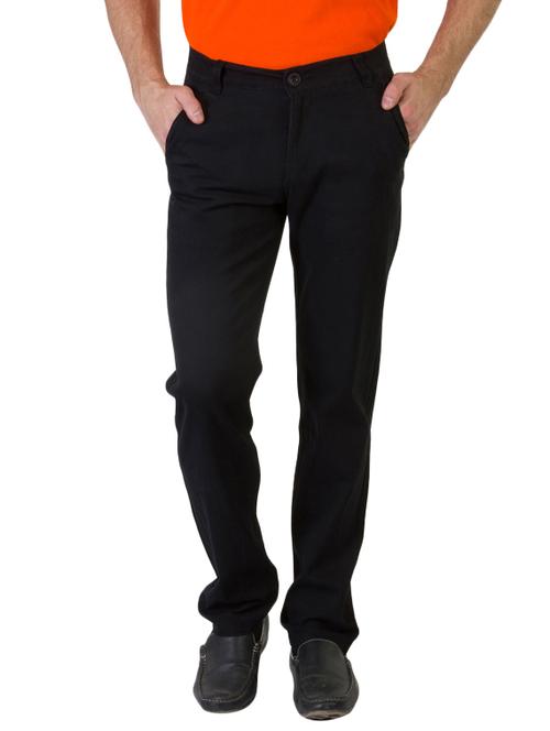 black cotton blend casual trousers - 11007287 - Very Small Image - 1
