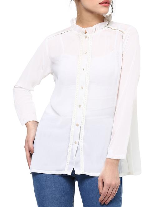 white georgette regular shirt - 11013045 - Very Small Image - 1