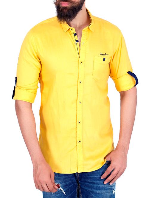 yellow cotton casual shirt - 11015045 - Very Small Image - 1