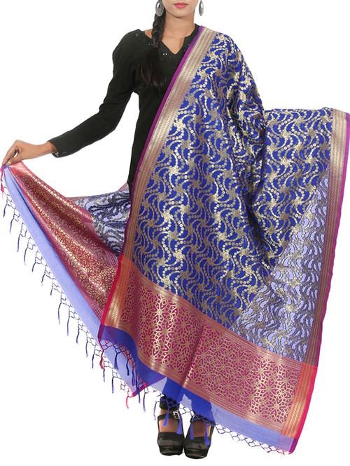blue silk dupatta - 11015735 - Very Small Image - 1