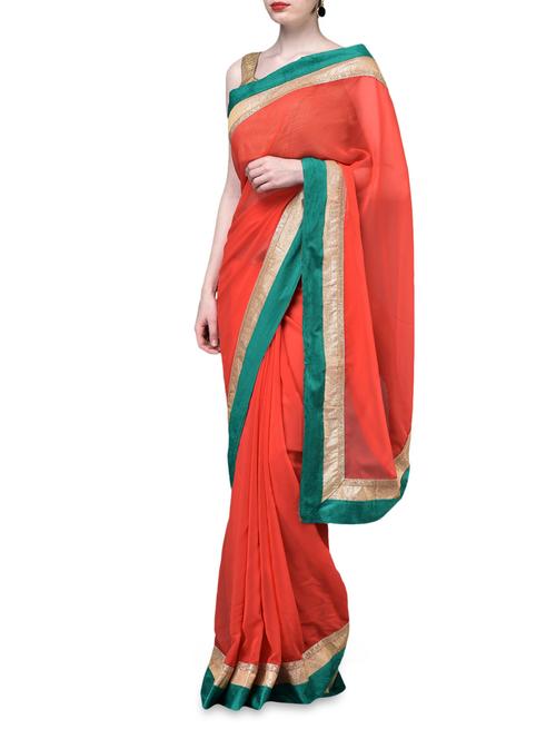 gota patty border sheer georgette saree - 1101642 - Very Small Image - 1