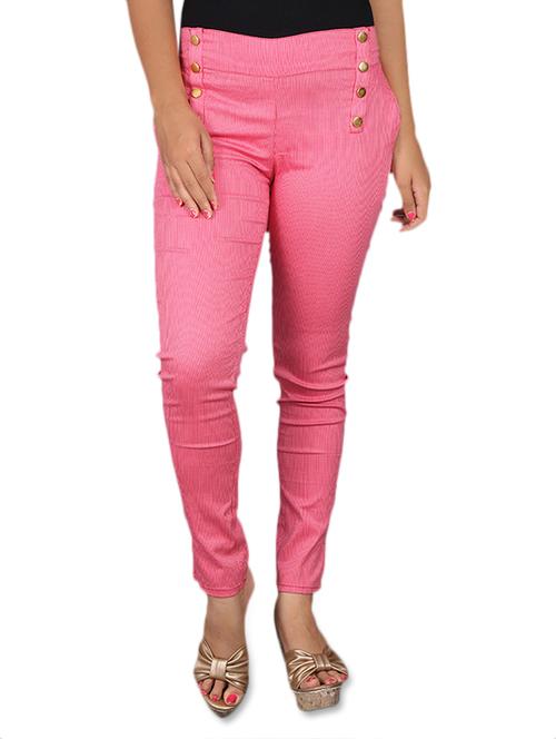 pink cotton lycra trousers - 1102013 - Very Small Image - 1