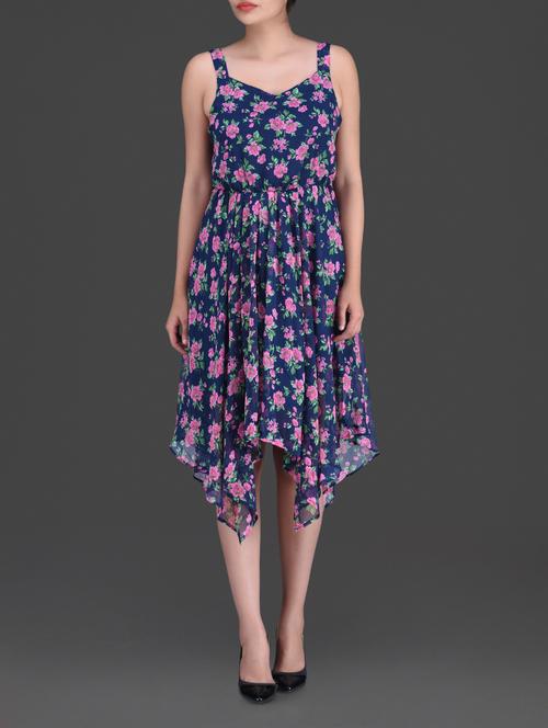 floral printed sleeveless handkerchief dress - 1102421 - Very Small Image - 1