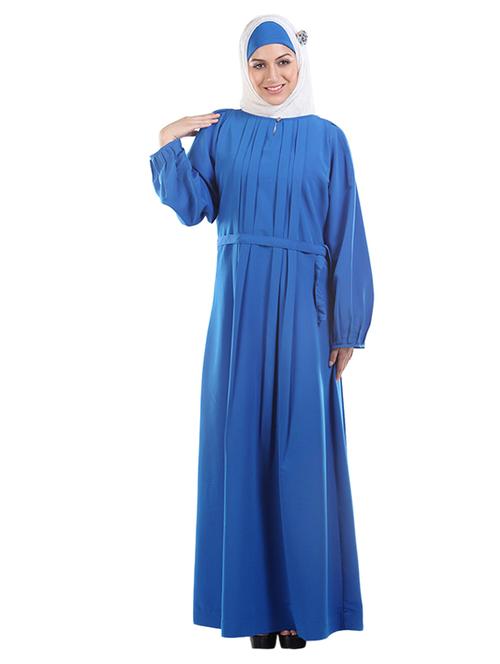 solid blue abaya with waist belt - 11032244 - Very Small Image - 1