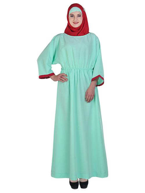 green boat neck abaya - 11032288 - Very Small Image - 1