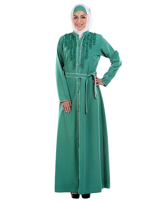 green koshibo abaya with waist belt - 11032289 - Very Small Image - 1
