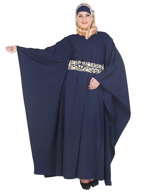 navy blue embroidered kaftan inspired abaya - 11032293 - Very Small Image - 1