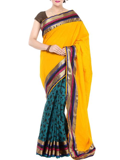 yellow silk saree - 11037250 - Very Small Image - 1