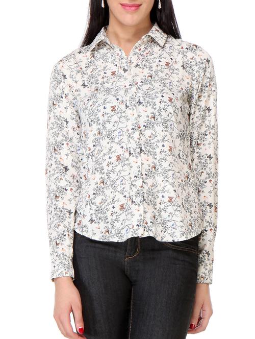 white printed high low shirt - 11037697 - Very Small Image - 1