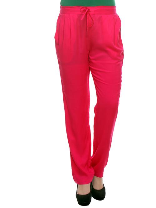 pink rayon pleated  trousers - 11037714 - Very Small Image - 1