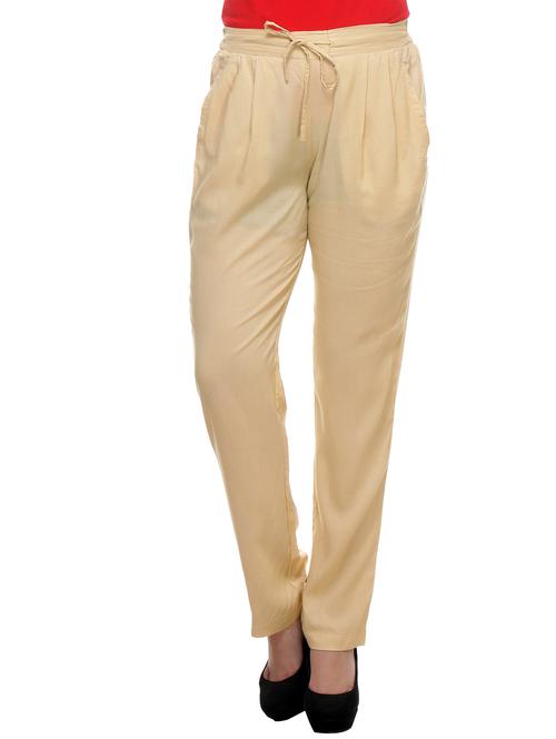 beige viscose cigarette pants trousers - 11037716 - Very Small Image - 1