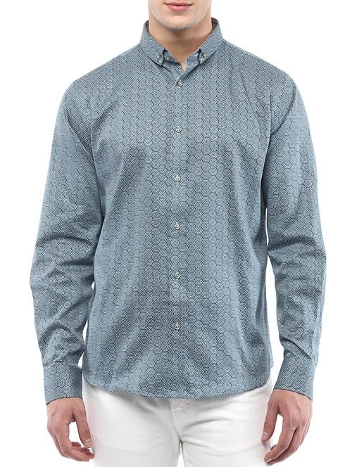 blue cotton casual shirt - 11038333 - Very Small Image - 1