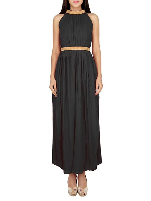 black poleyster solid maxi dress - 11040377 - Very Small Image - 1