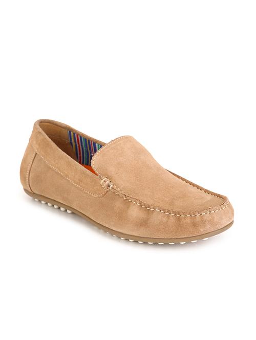 solid beige pure suede loafers - 11044640 - Very Small Image - 1