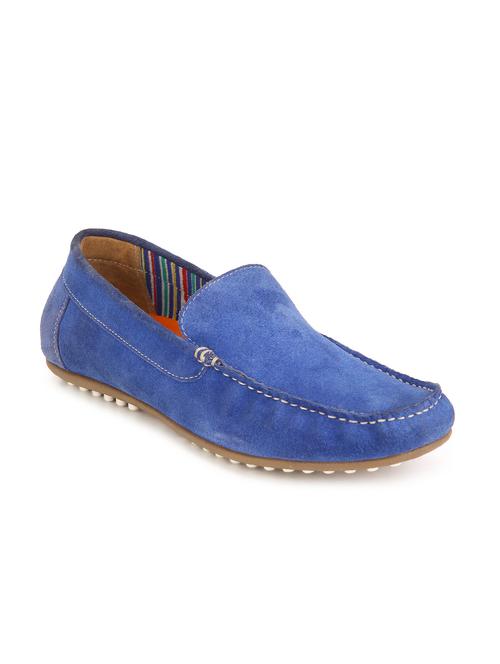 solid royal blue pure suede loafers - 11044641 - Very Small Image - 1