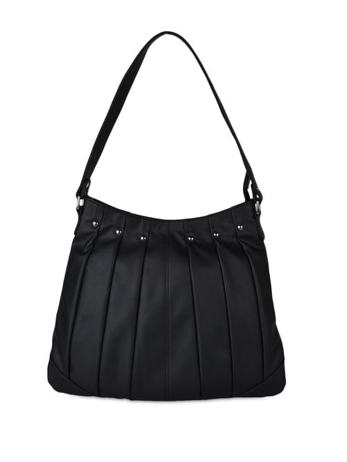 pleated black leatherette shoulder bag - 1104649 - Very Small Image - 1