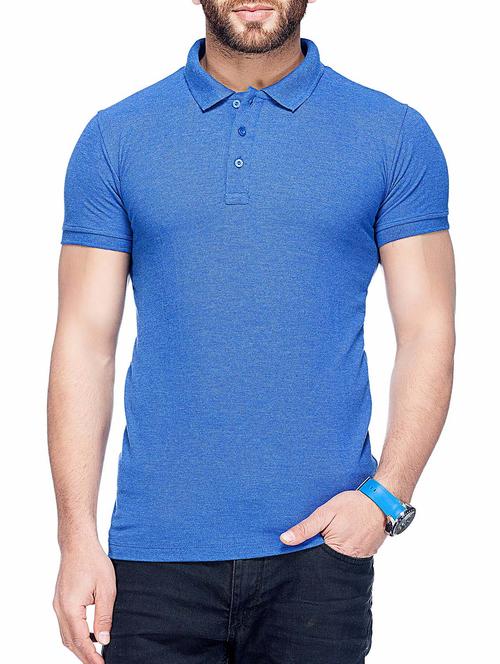 solid blue cotton polo t-shirt - 11049693 - Very Small Image - 1