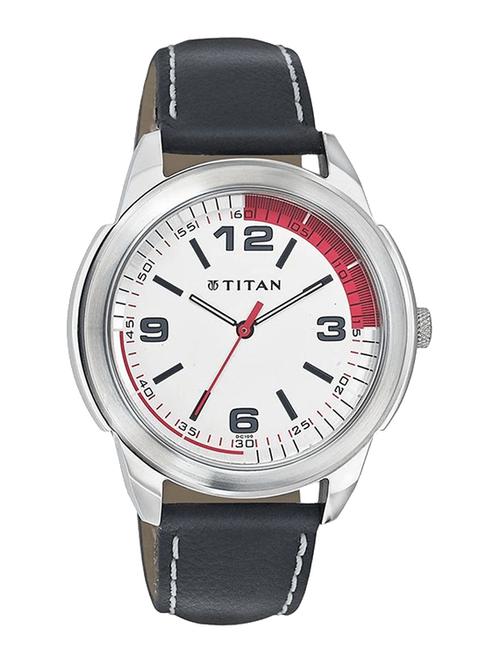 black leather analogue wrist watch with stainless steel dial - 11050116 - Very Small Image - 1