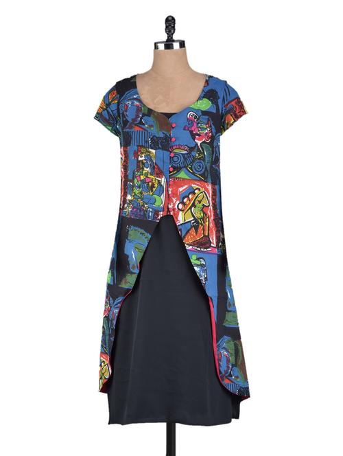 blue cotton a-line kurta - 1105894 - Very Small Image - 1