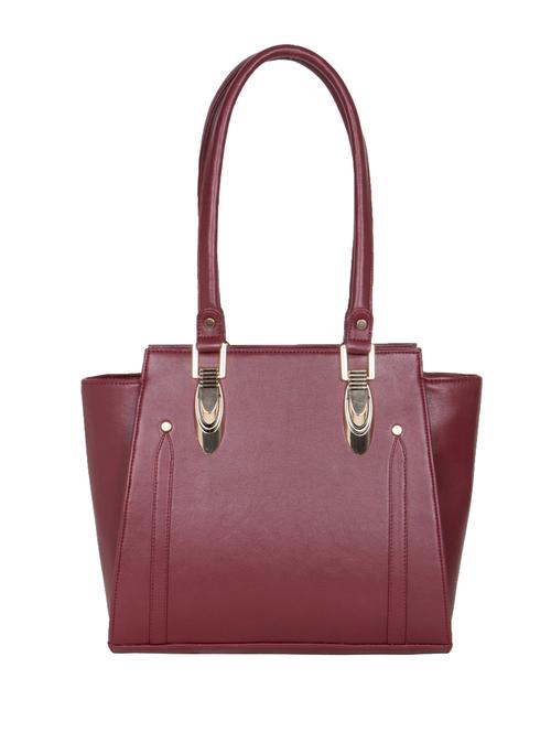 maroon leatherette structured bag - 11062651 - Very Small Image - 1
