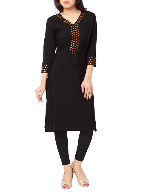 black crepe kurta - 11066035 - Very Small Image - 1