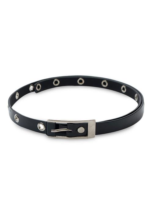 rectangular buckle circular metal hole black belt - 1106763 - Very Small Image - 1