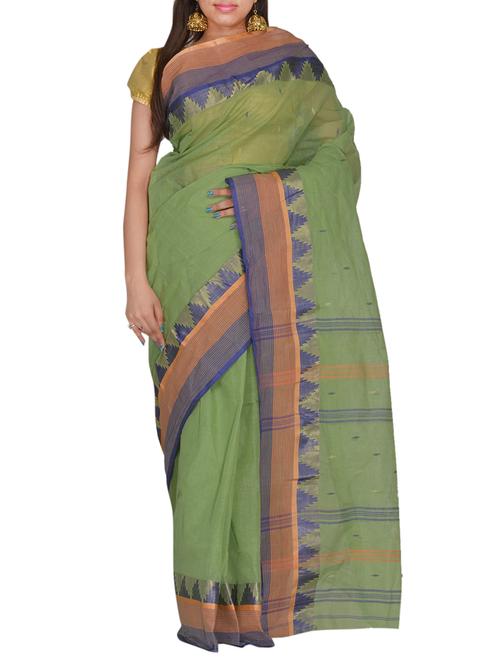 pesta green cotton saree - 11076974 - Very Small Image - 1