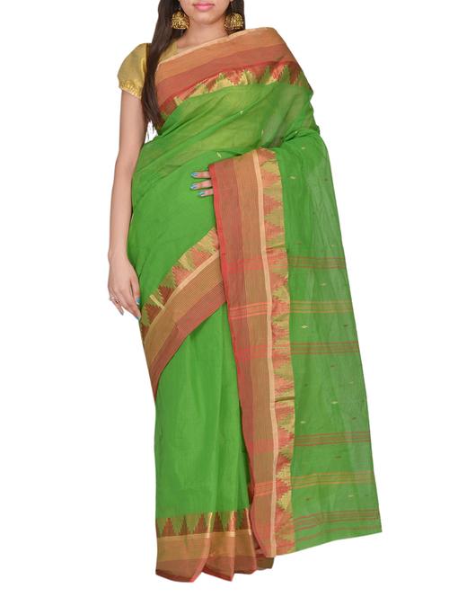 green cotton saree - 11076976 - Very Small Image - 1