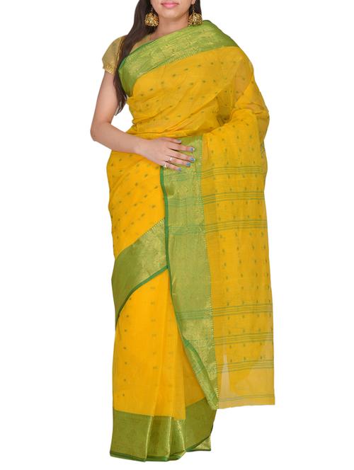 yellow cotton saree - 11076998 - Very Small Image - 1