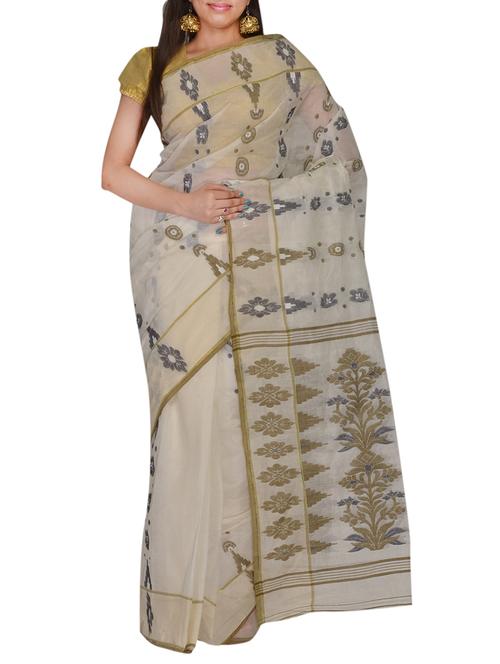 Geometrical Woven Saree With Blouse - 11077030 - Very Small Image - 1