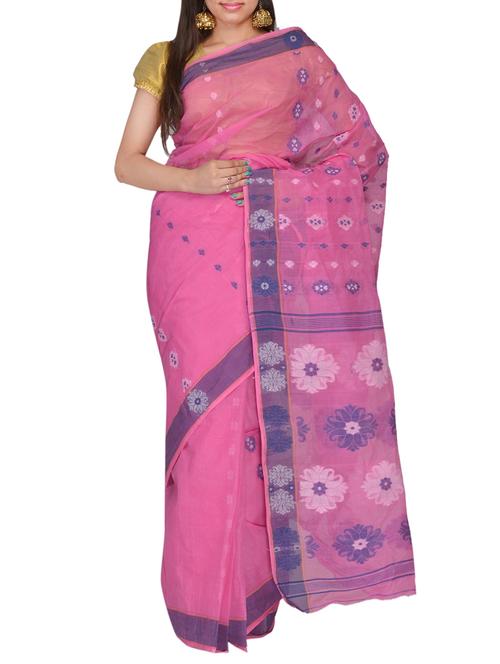pink cotton saree - 11077042 - Very Small Image - 1