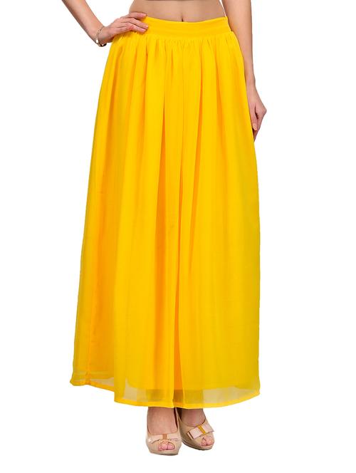 yellow cotton long skirts - 11078009 - Very Small Image - 1