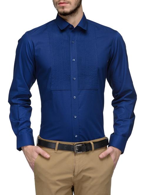 navy blue cotton casual shirt - 11082094 - Very Small Image - 1