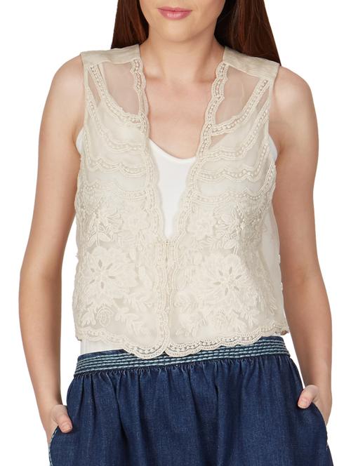 off-white embroidered sleeveless nylon net jacket - 11082386 - Very Small Image - 1
