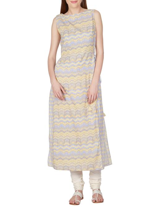 cream  cotton printed kurta - 11089949 - Very Small Image - 1