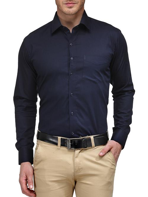 navy cotton formal shirt - 11091712 - Very Small Image - 1