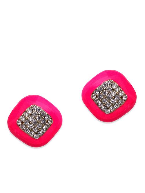 pink metal studs earrings - 11093058 - Very Small Image - 1