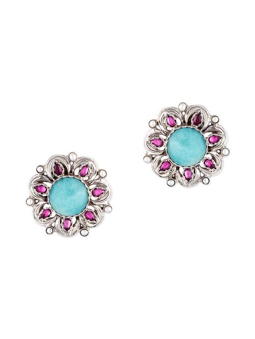 blue silver drop earring - 11100714 - Very Small Image - 1