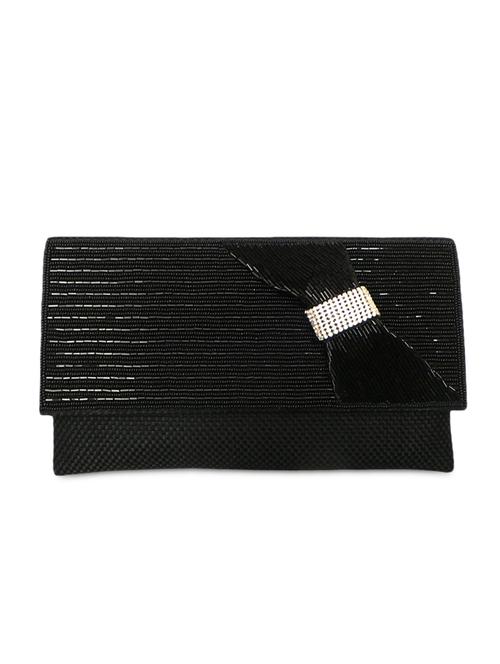 beaded bow black jute clutch - 1110819 - Very Small Image - 1