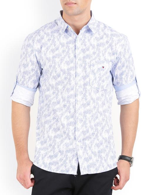 blue cotton casual shirt - 11112443 - Very Small Image - 1