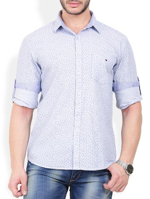 blue cotton casual shirt - 11112490 - Very Small Image - 1